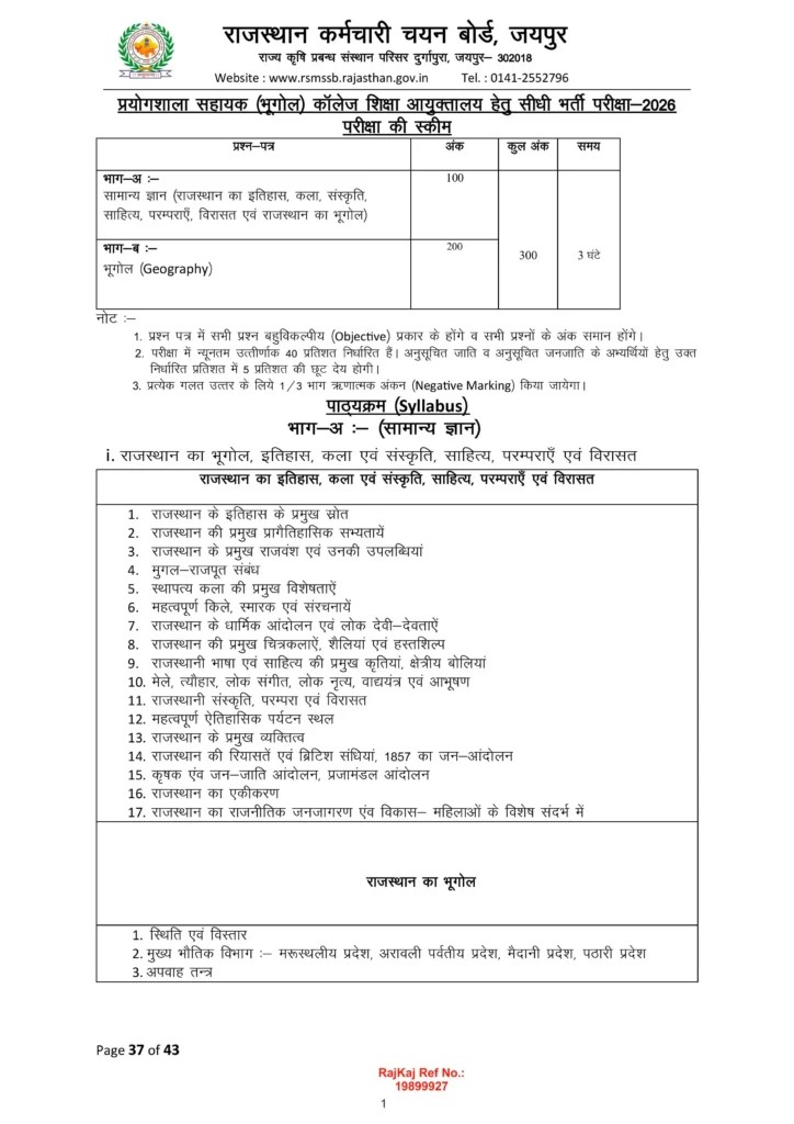 Lab Assistant 2026 Syllabus